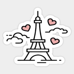 I love Paris, Eiffel Tower - Digital Drawing - Color Sticker